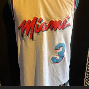 D. Wade Miami Heat White Swingman Basketball Jersey
